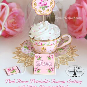 Bridal Shower Tea, Tea Cups, Cupcake Wrappers Printable, Cupcake Nut Candy Plant Favor Holders, Cupcake Wraps VTC-001