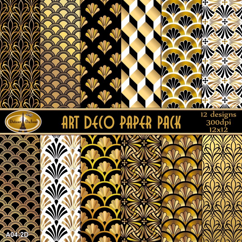 Art Deco Paper Pack 12X12 Digital Backgrounds Art Deco Digital Etsy