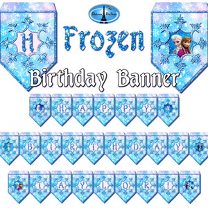 Frozen Banner. Frozen Birthday Banner.. Printable Frozen Banner, Personalized Frozen Birthday Banner. Free Bonus 'Let It Go' Banner. image 2