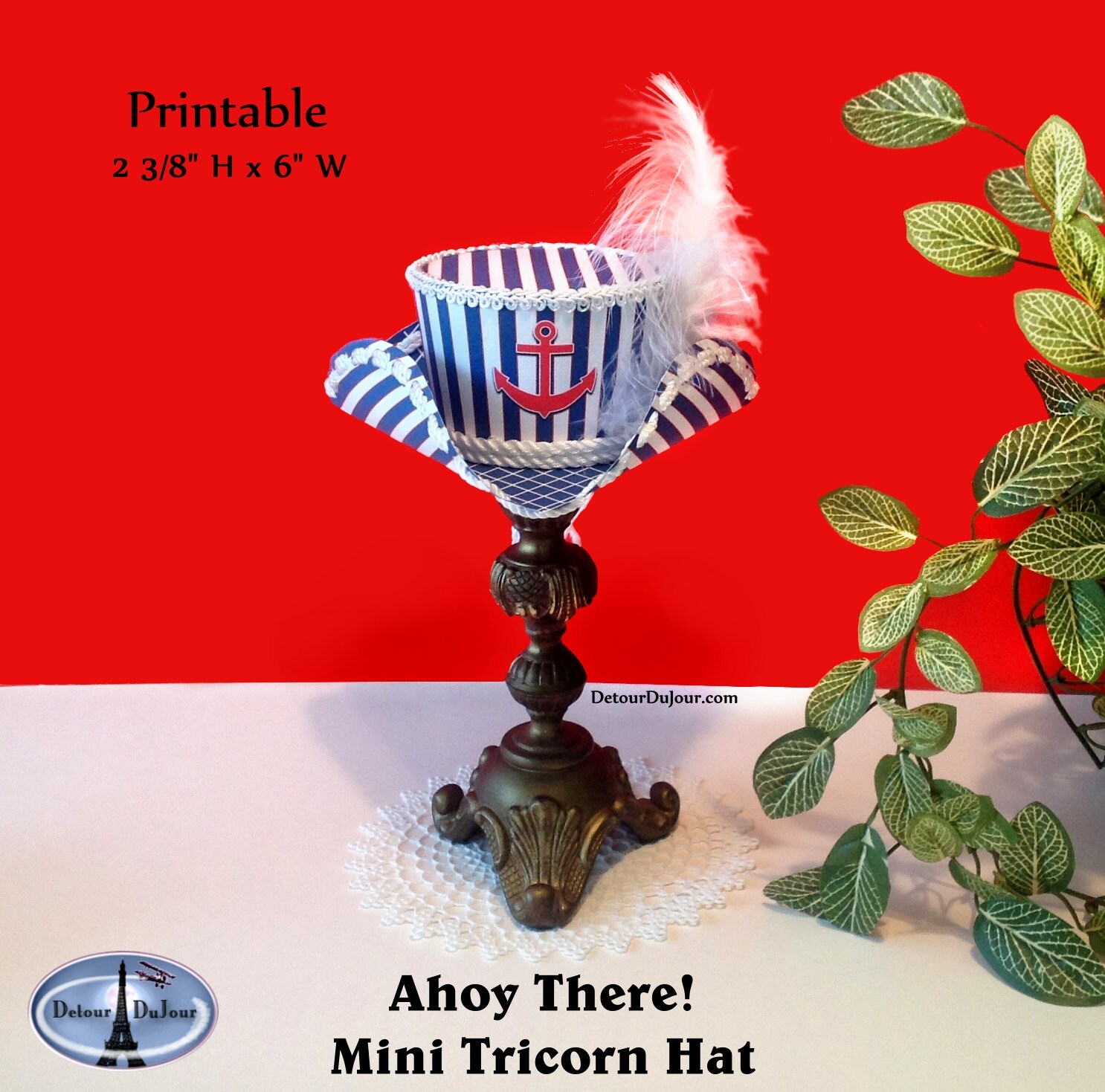 Nautical Top Hat Mini Pirate Tricorn Hat Printable Mini Top Etsy