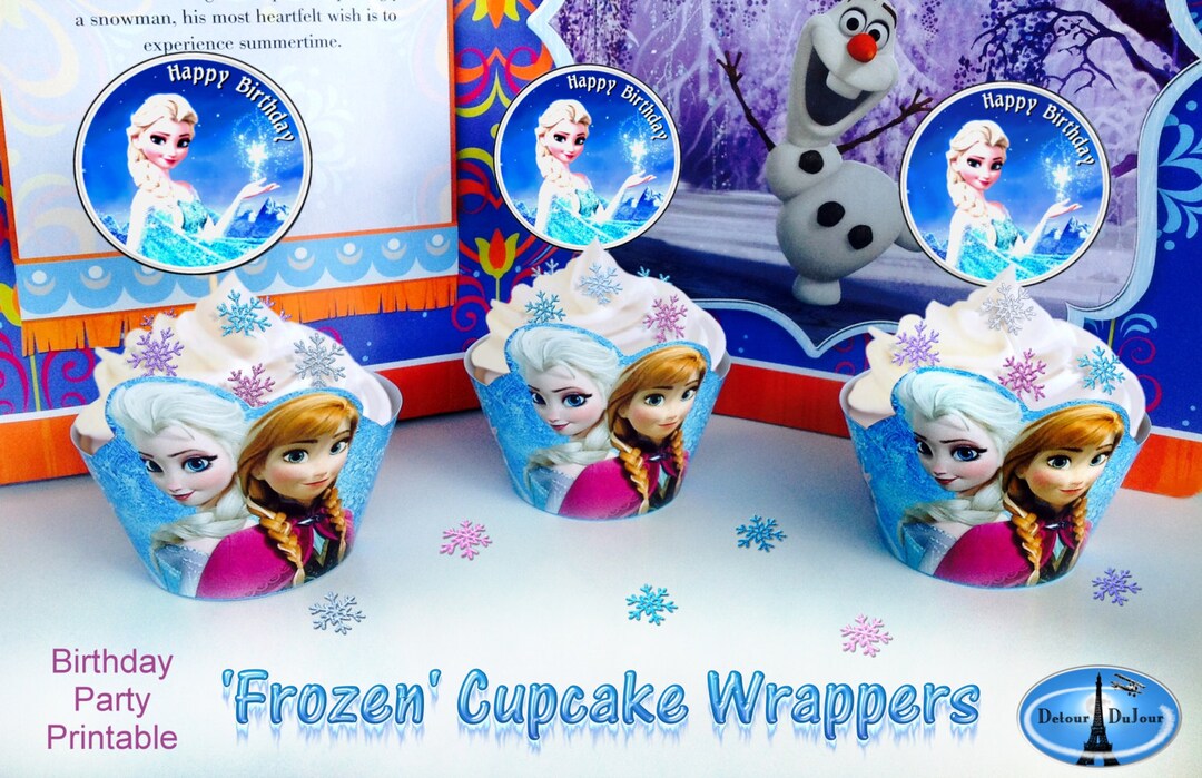 Frozen Birthday Party Printable Cupcake Wrappers Wraps Sleeves Holders ...