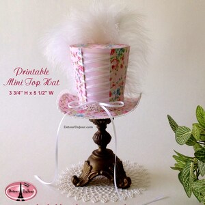 Pink Top Hat, DIY Mini Top Hat, Shabby Chic Hat, Floral Fascinator ...