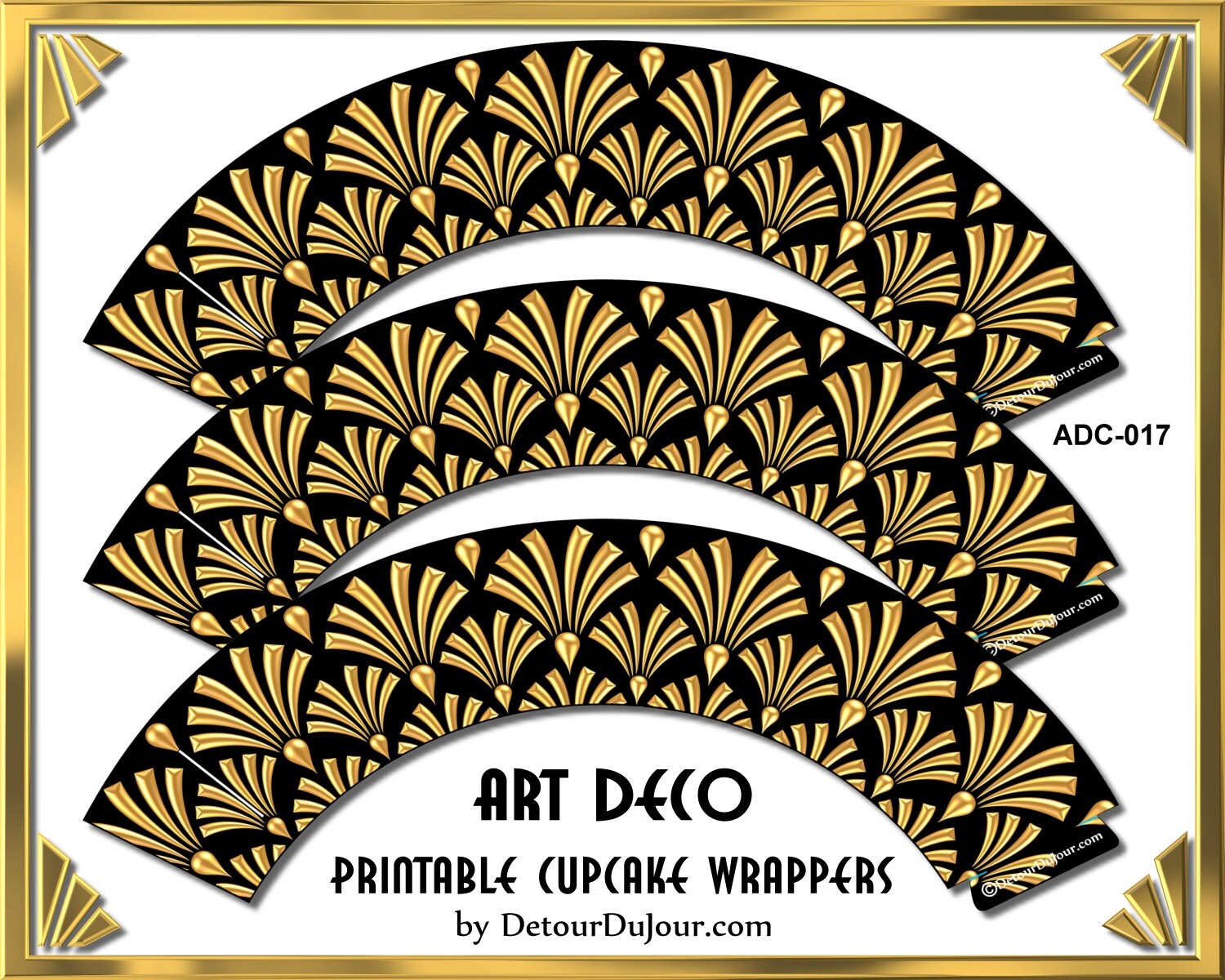 Art Deco Cupcake Wrappers Black and Gold ADC017 Etsy