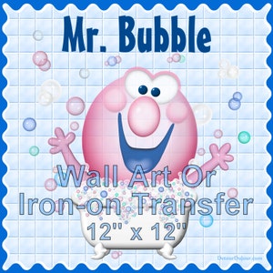 Baby Boy Girl Printable T-Shirt Transfer, Printable Iron on Transfer, Mr. Bubble Retro Soap Advertisement Iron on