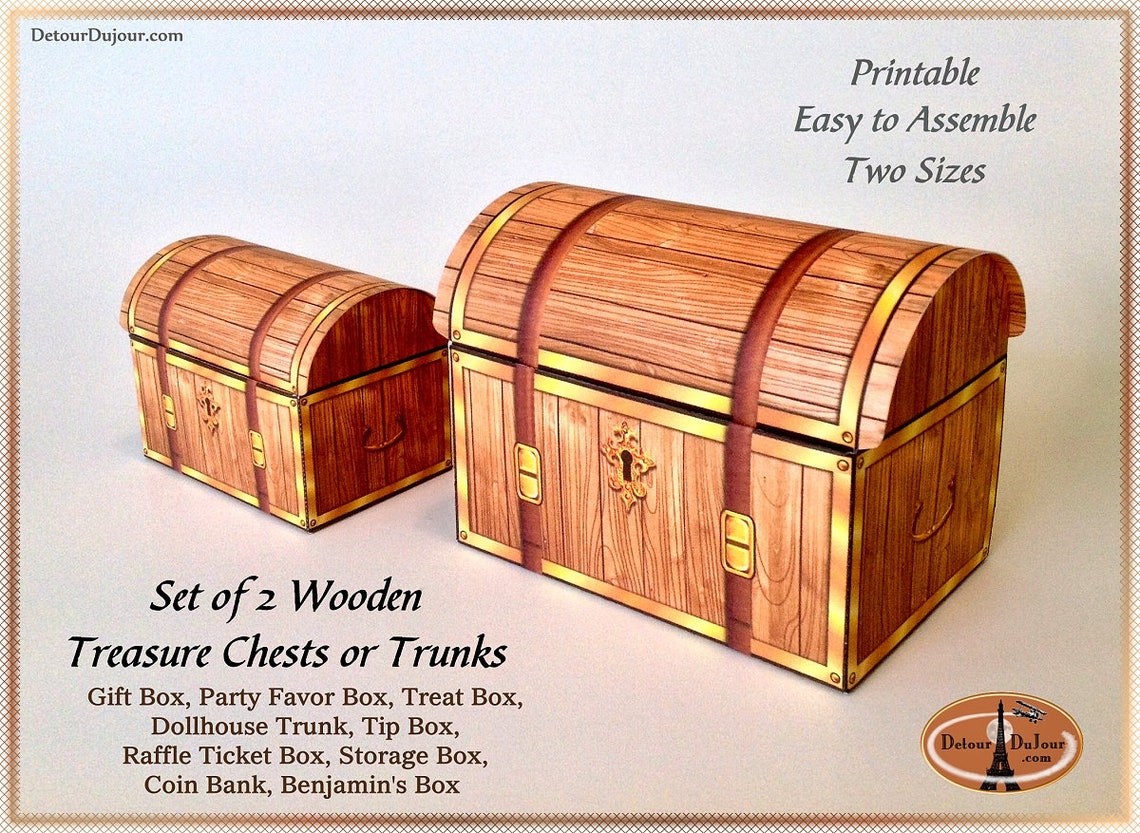 Treasure Chest PRINTABLE Gift Box Old Word Trunk Pirate Etsy
