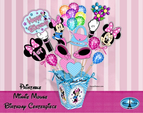 Printable Minnie Mouse Centerpiece Table Decoration Minnie Etsy