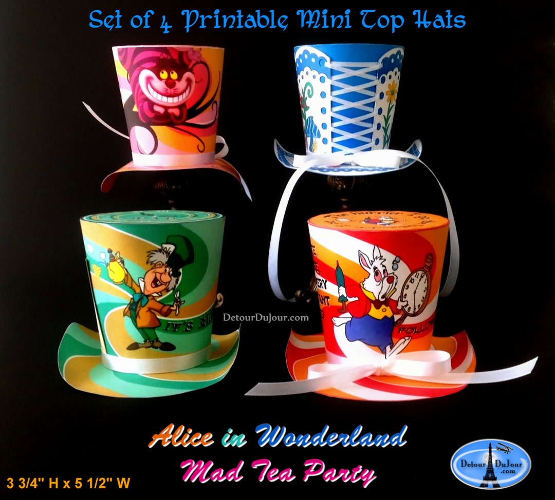 Buy Set of Top Hats Printable Alice in Wonderland Party Hats, Alice in  Wonderland Mad Tea Party Hats, Mad Hatter Mini Top Hats, Mad Tea Party  Online