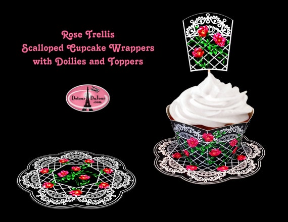 Rose Cupcake Wrappers Printable Cupcake Wraps - Etsy België