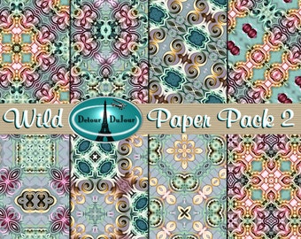 12 x 12 inch Digital Paper Pack, Multicolor Kaleidoscope Paper Pack, Mosaic Paper Pack, Digital Background Paper Pack