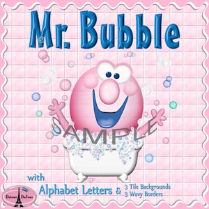 Mr. Bubble Clipart, Mister Bubble Alphabet Letters Mr. Buble Digital Font, Scrapbooking Clip Art, Vintage Soap Advertisement, Bubble Clipart