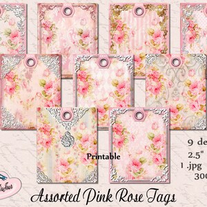 Hang Tags, Shabby Chic Rose PRINTABLE Tags, Lace Tags, Floral Tags, Gift Tags, Product Tags, some commerical use
