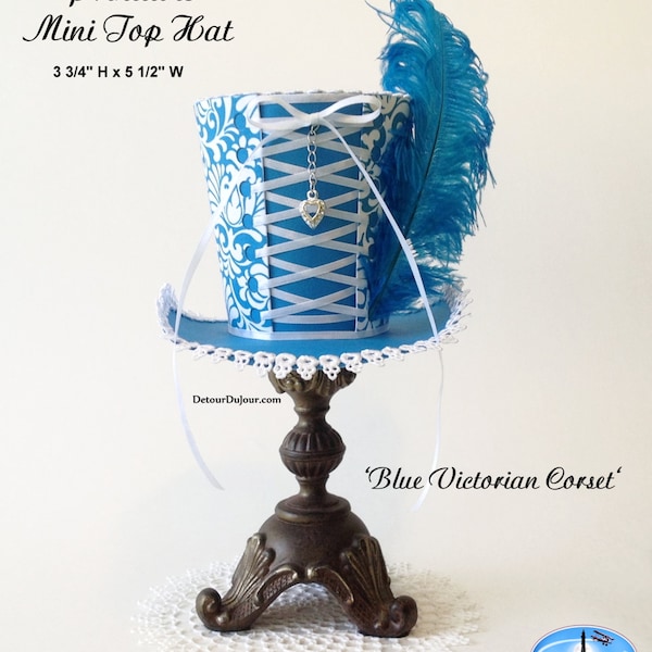 Halloween Costume Mini Top Hat Little Bo Peep  Printable Mini Top Hats, Blue Top Hat, Bridal Shower Corset Style Mini Top Hat, New Years Hat