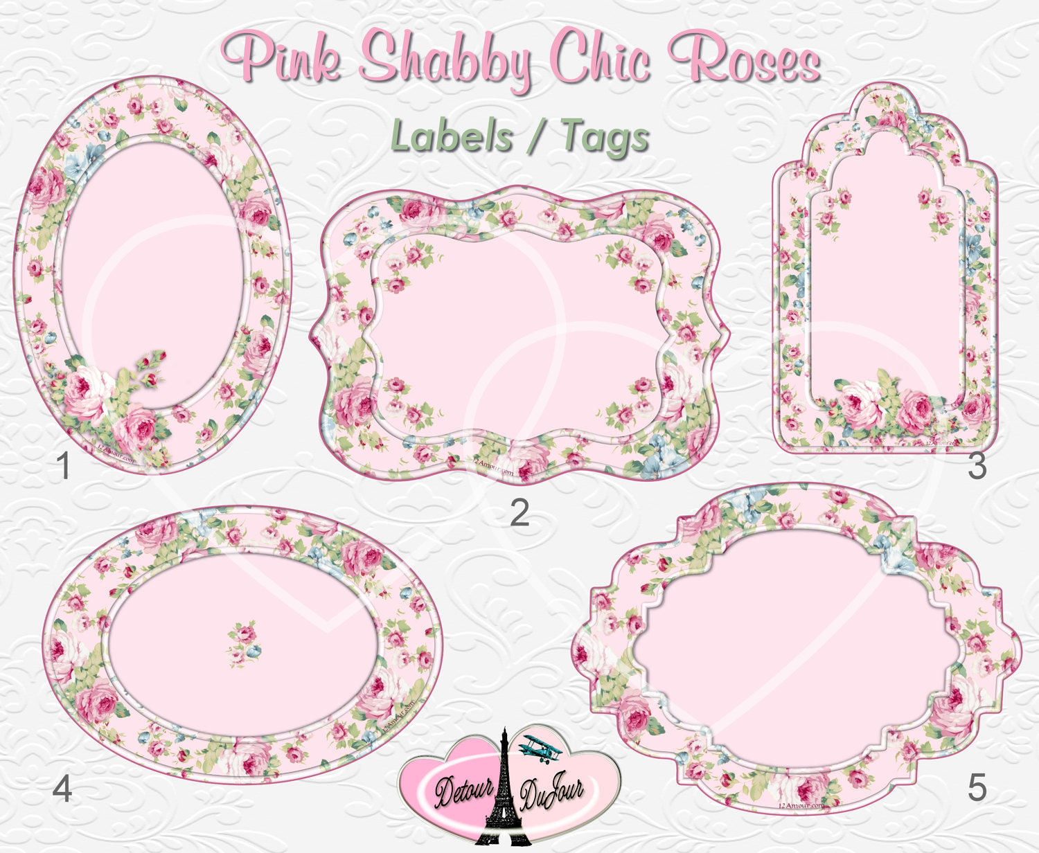 Printable Tags Shabby Chic Pink Floral Labels Gift Tags Hang | Etsy
