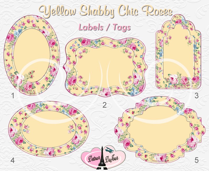 PRINTABLE Labels Tags, Floral Stickers, Shabby Chic Gift Tags, Product Labels Tags Stickers, Website Text Box, some commercial use SC1 imagem 3