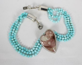 Blue Opal & Jasper Heart Necklace