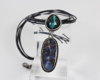 Amulet Azurite & Opal in Silver