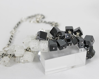 Hematite Quartz Silver Necklace