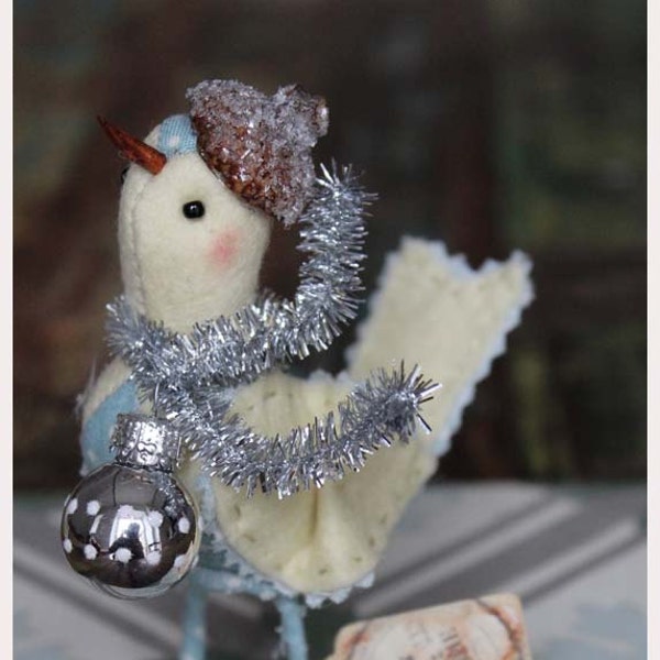 Nostalgic winter fabric bird decoration soft sculpture