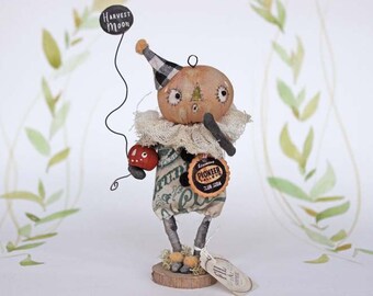 Nostalgische Primitive Folk Art Figur Kürbis Pumkin Doll