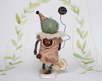 Nostalgische Primitive Folk Art Figur Kürbis Pumpkin Doll