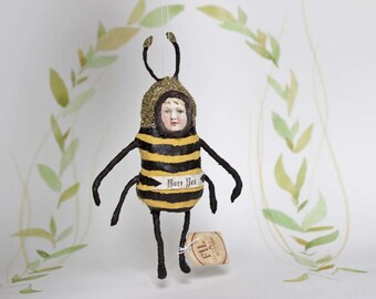 Nostalgische Wattefigur Fleissiges Bienchen Ornament Spun Cotton