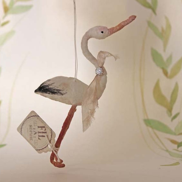 Spun cotton Christmas ornament Stork Birthday gift