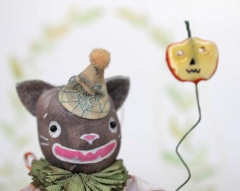 Nostalgische Primitive Folk Art Anhänger Ornament Katze Kater Art Doll