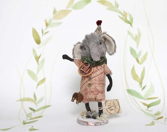 Nostalgische Primitive Folk Art Figur Elefant Zirkus Miniatur Weihnachten