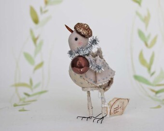 Party Vogel aus Filz mit Mini Glaskugel und Glitzer