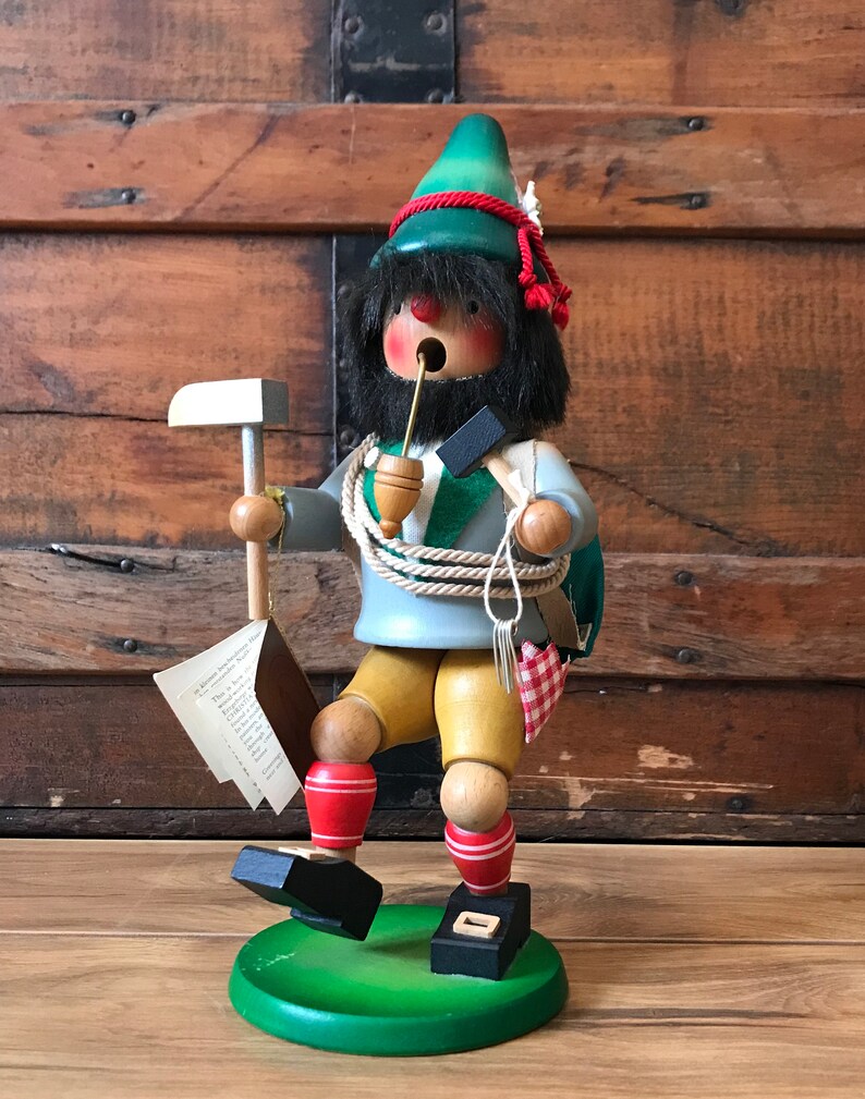 Hand Carved Mountain Climber Smoker German Made By Holzkunst Etsy