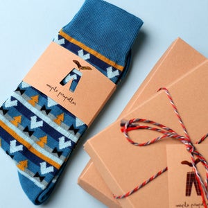 Mens colorful dress socks in blue aztec print groomsmen sock man sock groomsmen gift funny sock happy sock crazy sock image 3
