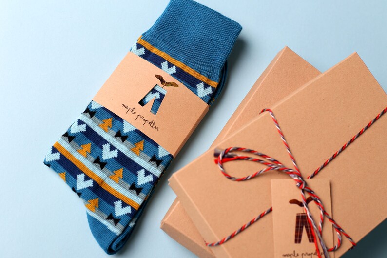 Mens colorful dress socks in blue aztec print groomsmen sock man sock groomsmen gift funny sock happy sock crazy sock image 3