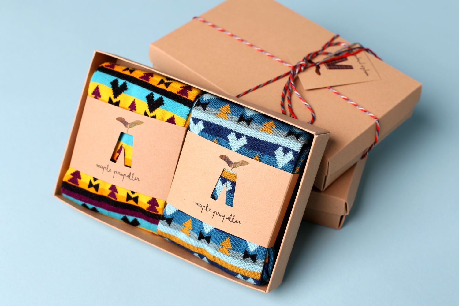 Matching gift. Socks Box man. Winter Socks Packaging for woman.