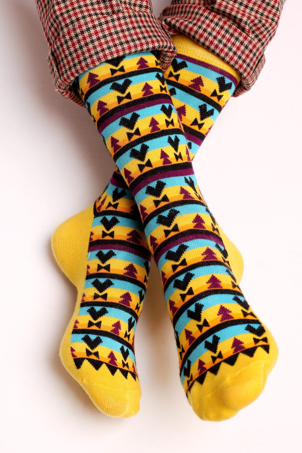 Men's gift matching dress socks Aztec design 2 pack in a gift box