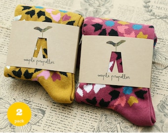 Mens colorful dress socks mustard marsala  | 2 PACK