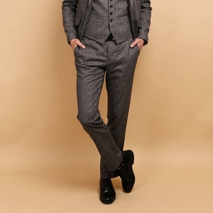 Mens tweed wool pants image 1