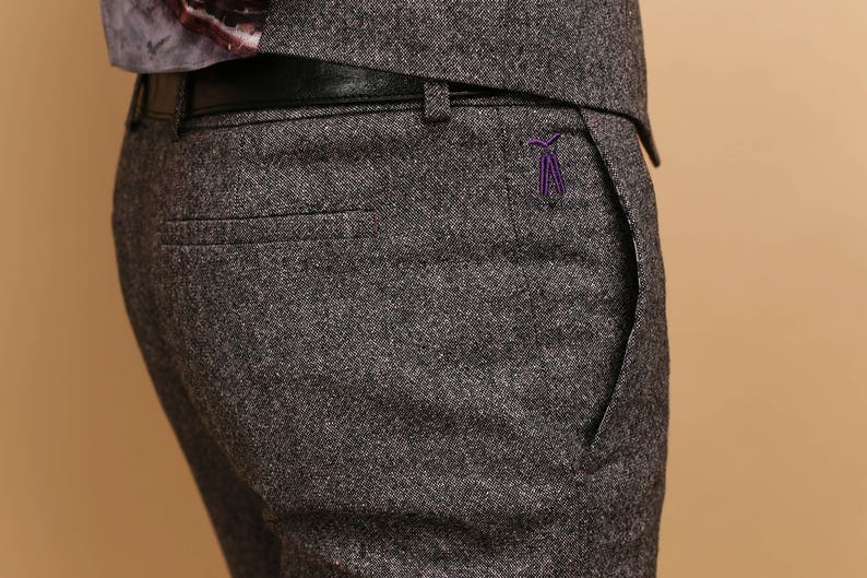 Mens tweed wool pants image 2