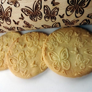 Butterflies pattern Rolling pin. Embossing Rolling Pin for embossed cookies with Butterflies image 4