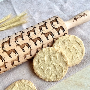 GREYHOUND Embossing Rolling pin. Engraved rolling pin for embossed cookies. Whippet Dog.Perfect Gift for Cookies and Pottery by Algis Crafts