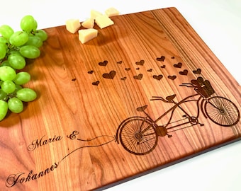 Custom Cutting Board TANDEM. Laser Engraved Handmade Wooden Chopping Board. Birthday, Wedding Mother's Day Anniversary Gift by Algis Crafts