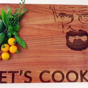 Cutting Board Let&#39;s Cook. Engraved Handmade Wooden Chopping Board. Birthday, Father&#39;s Day, Housewarming Gift by Algis Crafts