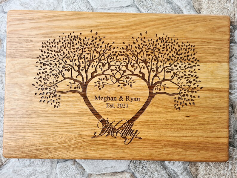 Custom Cutting Board FAMILY TREE. Laser Engraved Handmade Wooden Chopping Board. Birthday, Wedding, Couple, Anniversary Gift by Algis Crafts image 2