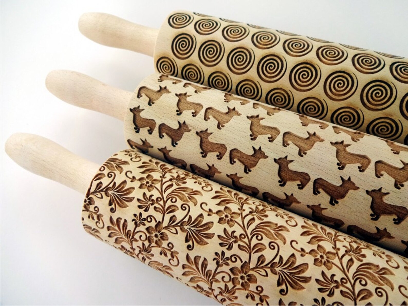 3 ANY Pattern Rolling Pin SET. Lazer Engraved Embossing Etsy