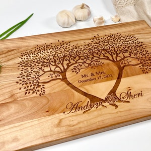 Custom Cutting Board FAMILY TREE. Laser Engraved Handmade Wooden Chopping Board. Birthday, Wedding, Couple, Anniversary Gift by Algis Crafts Cherry