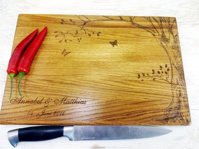 Custom Cutting Board TREE. Laser Engraved Handmade Wooden Chopping Board. Birthday, Housewarming, Family Gift by Algis Crafts Oak