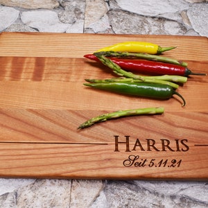 Custom Cutting Board with Name.  Laser Engraved Handmade Wooden Chopping Board. Birthday, Wedding, Anniversary Gift by Algis Crafts