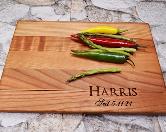 Custom Cutting Board with Name.  Laser Engraved Handmade Wooden Chopping Board. Birthday, Wedding, Anniversary Gift by Algis Crafts