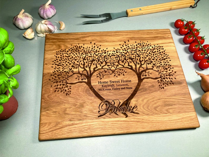 Custom Cutting Board FAMILY TREE. Laser Engraved Handmade Wooden Chopping Board. Birthday, Wedding, Couple, Anniversary Gift by Algis Crafts image 7