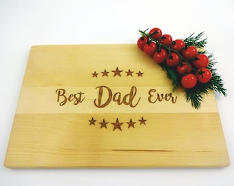 Cutting Board for DAD Stars. Laser Engraved Handmade Wooden Chopping Board. Father's Day gift. Gift by Algis Crafts. Best dad.