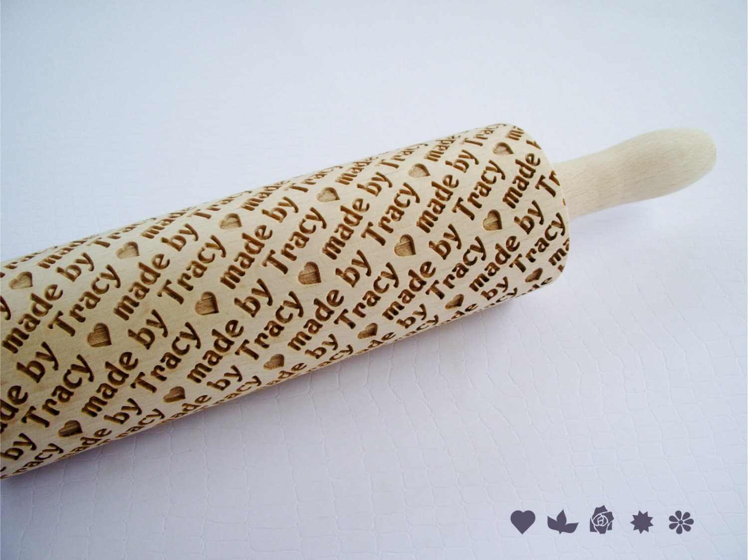 Algis Crafts - Embossed Rolling Pin For Baking Accessories With Laser Engraved Design RIVER - Beautifully Handmade Pattern Rolling Pin - Decorative